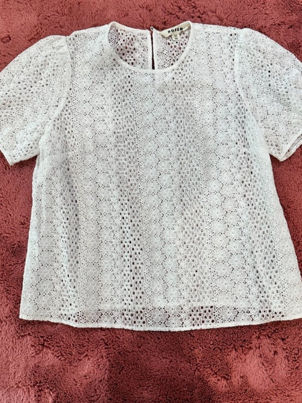 White lace Boden top US size 8; brand new without tags